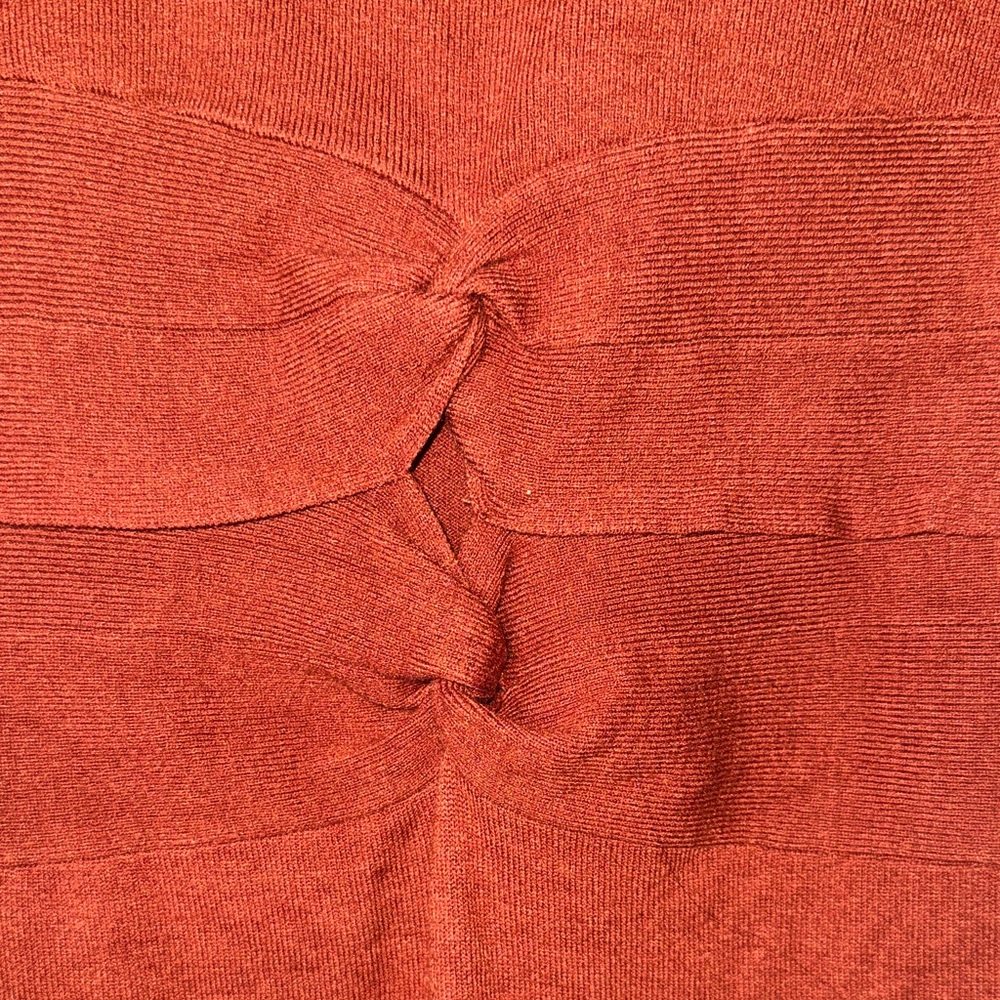 Bar III Rust Long Sleeve Wrap Midi Dress - Picture 4 of 8